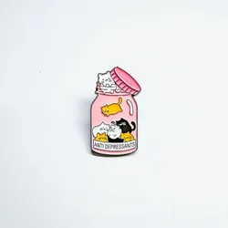 Anti-Depressant Jar of Cats Enamel Pin | Mental Health Pins | Pins for Cat Owners | Gifts for Animal Lovers