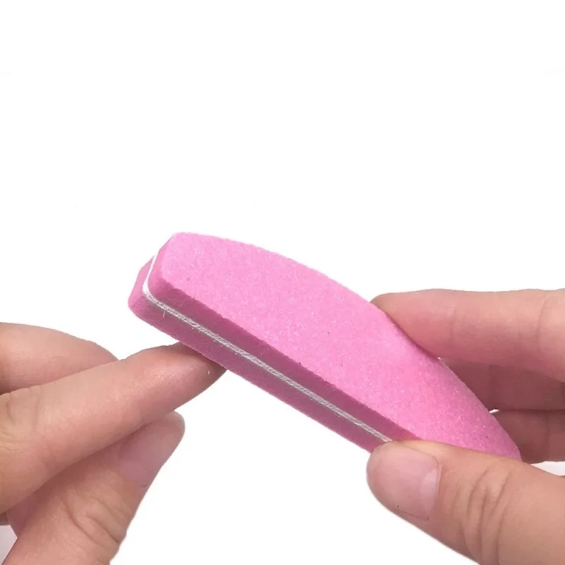 60Pcs/Lot Double Side Mini Nail Files Sponge Nail Buffer 100/180 Half Moon Sandpaper Polisher Manicure Nail Art Tools Wholesale