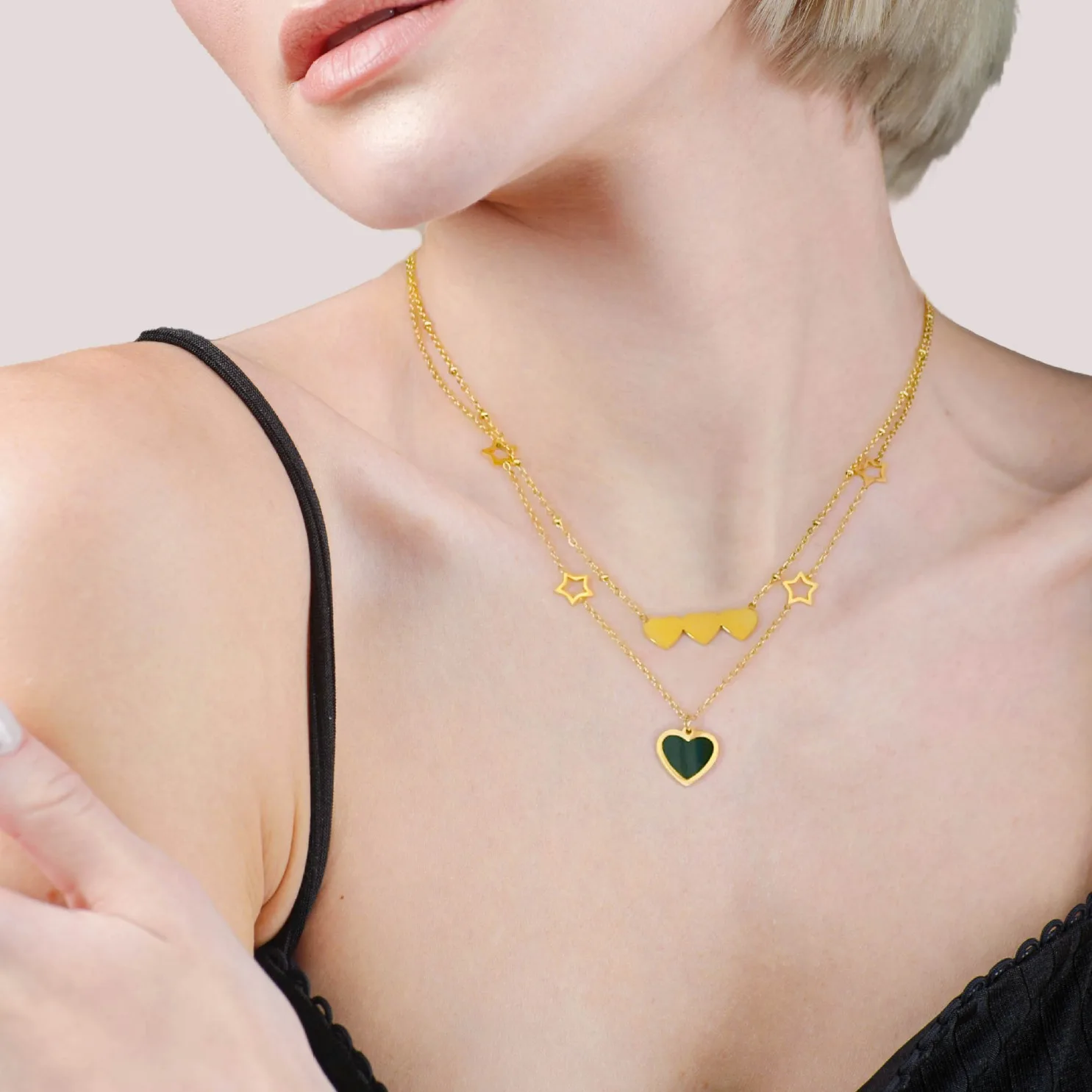 316L Stainless Steel New Fashion Fine Jewelry Set Natural Seashells Love Heart Charm Chain Necklaces Bracelet Earrings For Women