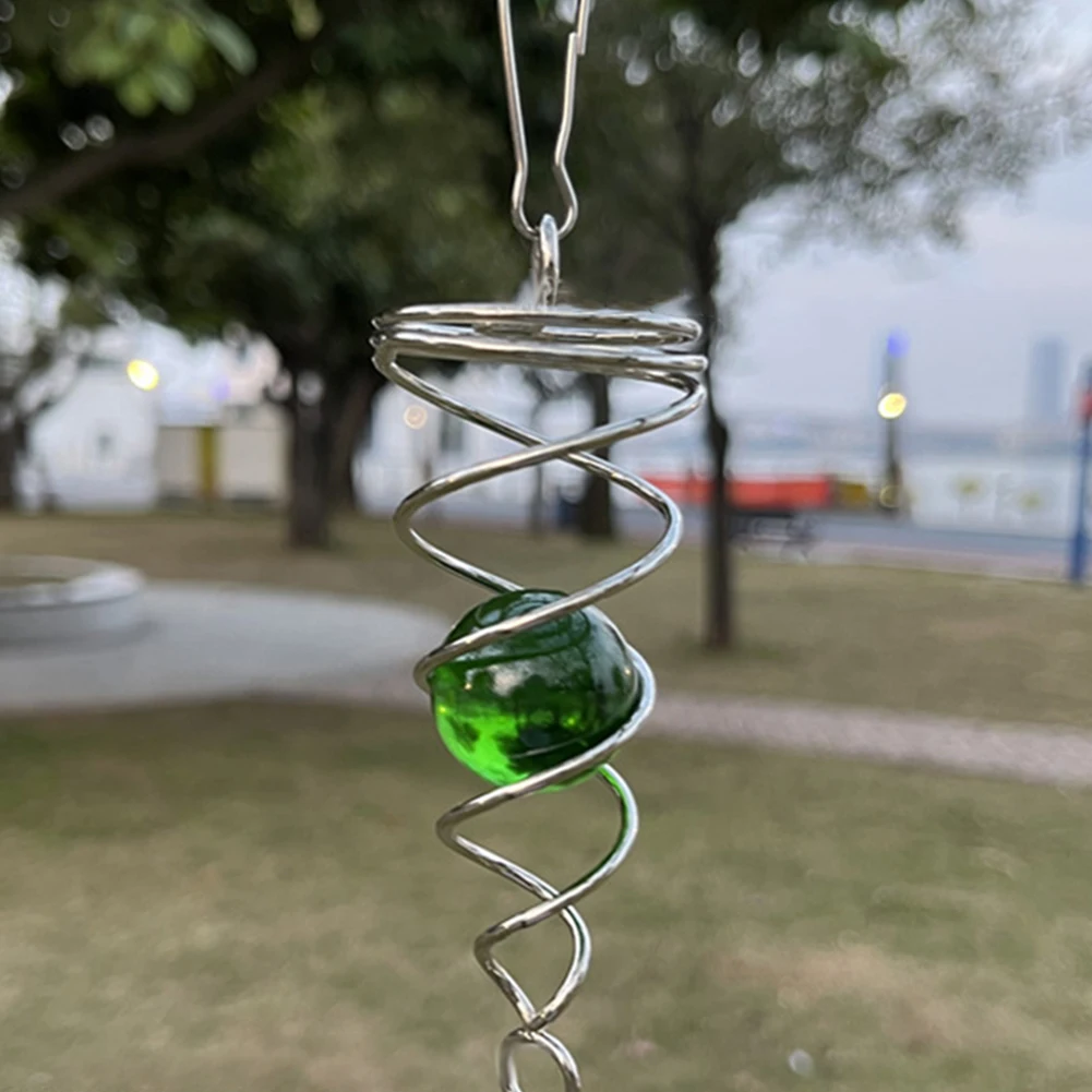 Spiral Wind Spinner for Crystal Ball with Stainless Steel Tail Elegant Garden Decor for Home and Outdoor Spaces