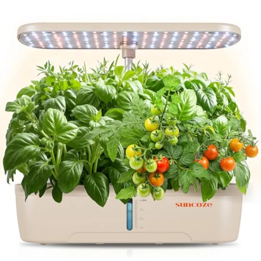 

Hydroponics Growing System Kit 12 Pods Indoor herb Garden with 20W LED Grow Light Visible Water Tank with Pump 2.2"-12.4" Adjus