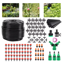 50m 4/7mm Garden Watering Hose Automatic Micro Drip Irrigation System with Adjustable Drippers for Greenhouse, Yard, Lawn, Plant