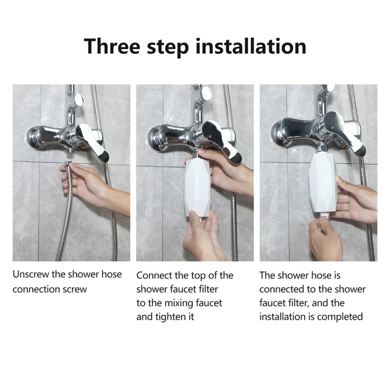 Rain Shower Head Pre-Filter Chlorine Removal Water Softener Hair Softener Bathroom Accessories 1Set