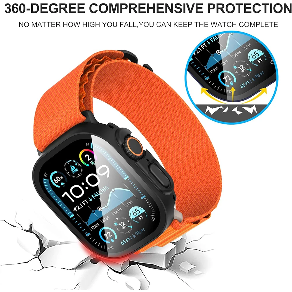 2PCS Black Tempered Glass Screen Protector For Apple Watch Ultra 2 Ultra2 Protection Case Cover ScreenProtector Accessories image 3