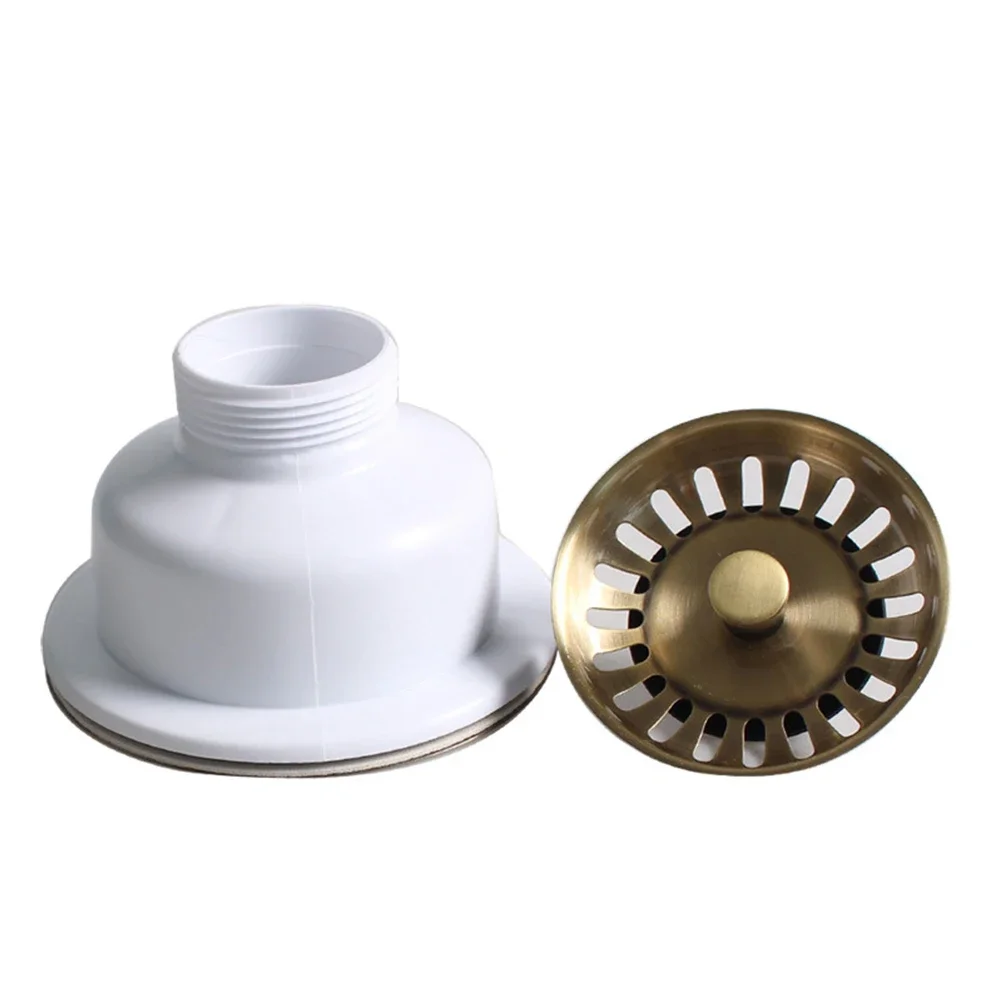 Kit de Vidange pour Évier de Cuisine, Crépine de Proximité, 114mm, Or Brossé, pour Trou de 83 à 90mm