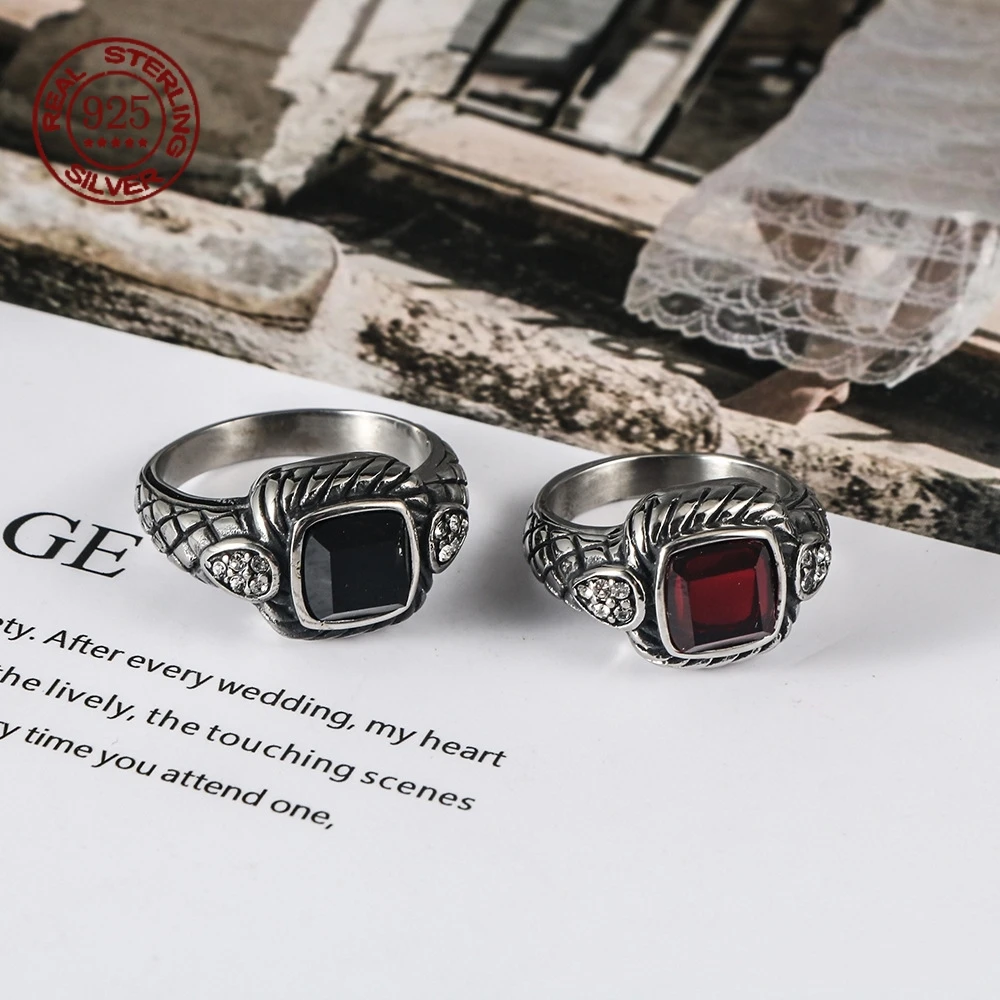 

Gothic Retro Cool S925 Sterling Silver Men Women Simple Ring Accessories Hip Hop punk Pop Ring jewelry Creativity Gift