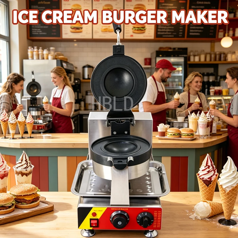 Commercial Ice Cream Burger Maker Rotary Filling Bread Maker Waffle Bakery Kitchen Machine for Business Use