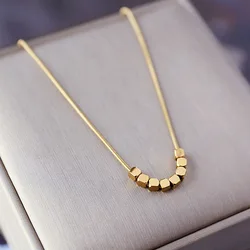 Ramos Simple Geometric Metal Small Square Pendant Stainless Steel Necklace For Girl Jewelry Woman’s Non Fading Clavicle Chain