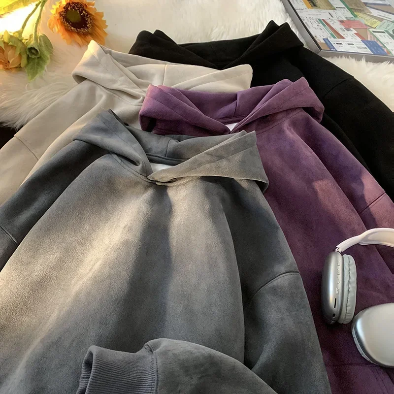 Autumn Y2K Hooded Sweatshirts Women Baggy Solid Color Fashion Coat Harajuku Hoodies Oversized Street Hip Hop Pullover Shirt