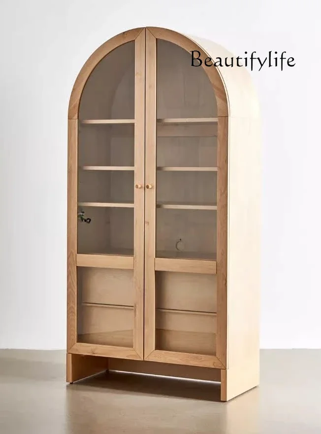 Nordic modern single and double door arched bookcase multi-layer display cabinet household floor locker