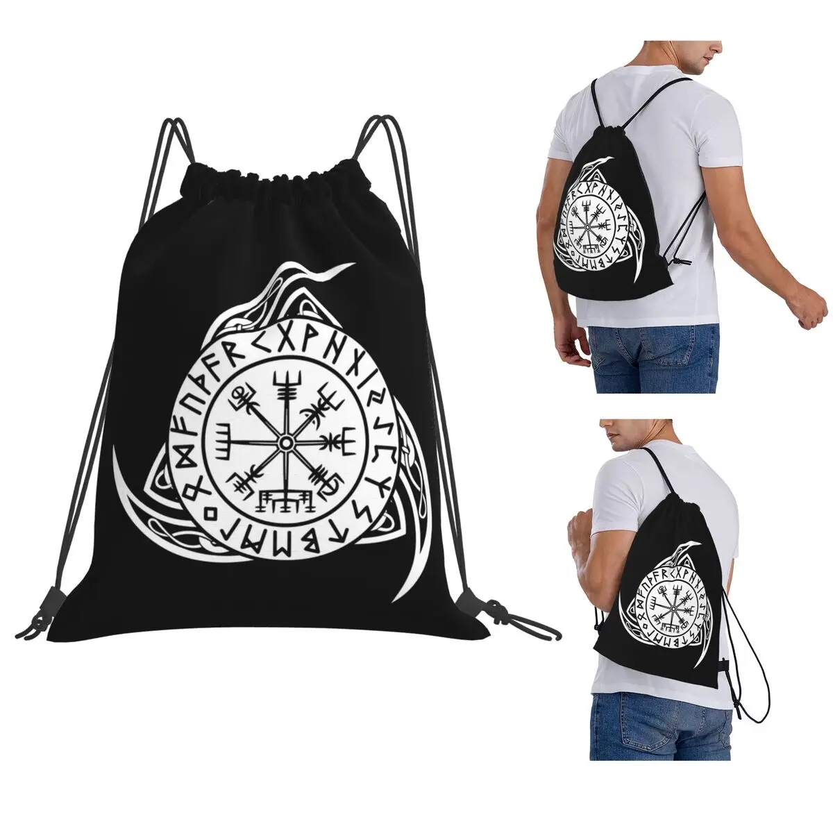 

Norse Nordic Viking Celtic Backpacks Portable Drawstring Bags Sports Bag Book Bags for Travel Students