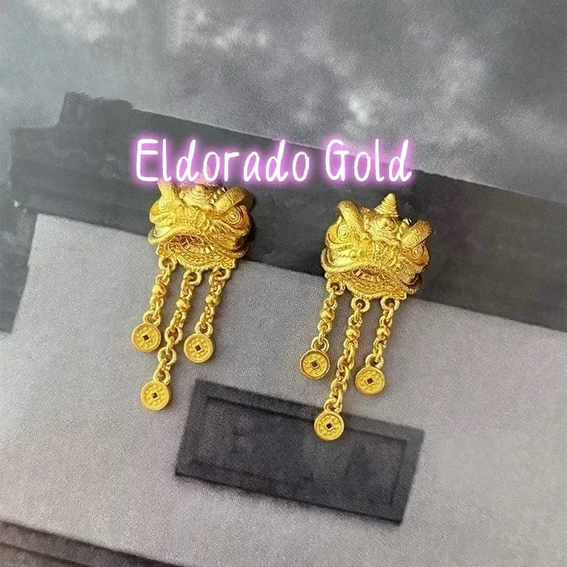 

Eldorado Gold Eldorado Gold 2025 2025High Quality AU750 18K Gold Lion Earring Tassel Earrings, Chinese Style Retro And High -