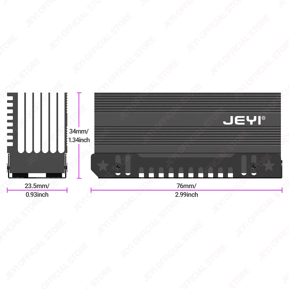 JEYI Kühlung Warship Staub-proof Kühlkörper Gold Bar NVME NGFF M.2 2280 Aluminium Blatt Wärmeleitfähigkeit Silizium Wafer Kühler – Detail 5