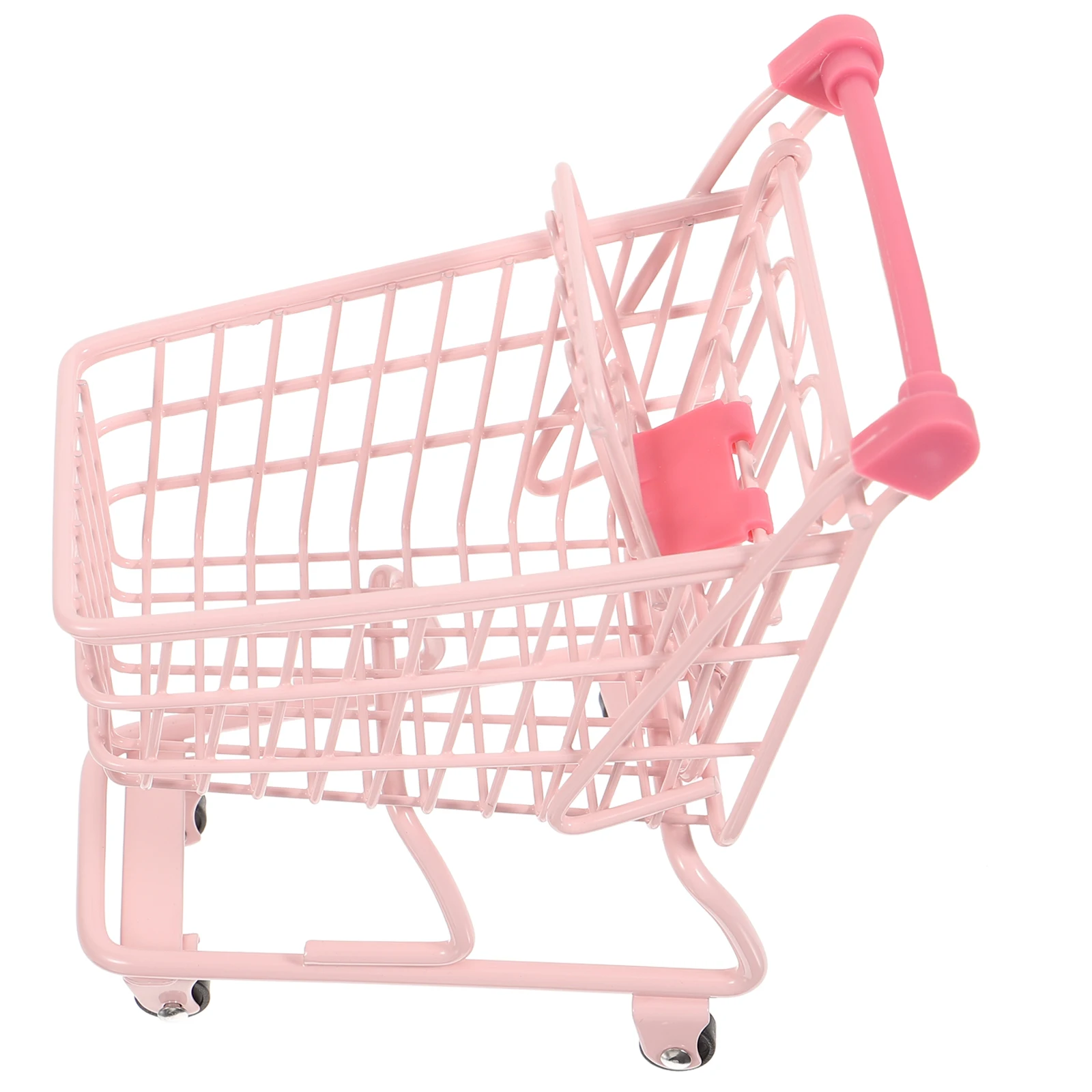 Pink Mini Cart Storage Basket Small Slim Iron Carts for Groceries Home Decor Small Shopping Cart Photo Prop Toys
