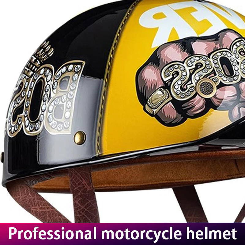 Authentic Vintage Motorcycle Helmet for Men Biker Half Helmet Customized Personalized Design Certified Protection image 5