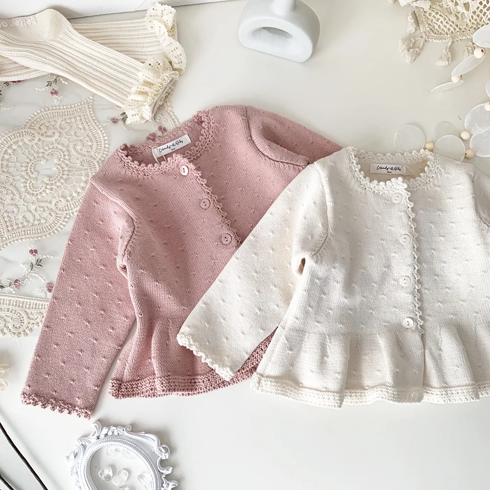 

Baby Girls Cardigan Princess Long Sleeve Knit Jacket Cute Girls Sweater Coat Cotton Infant Knitted Cardigan New Knit Clothes