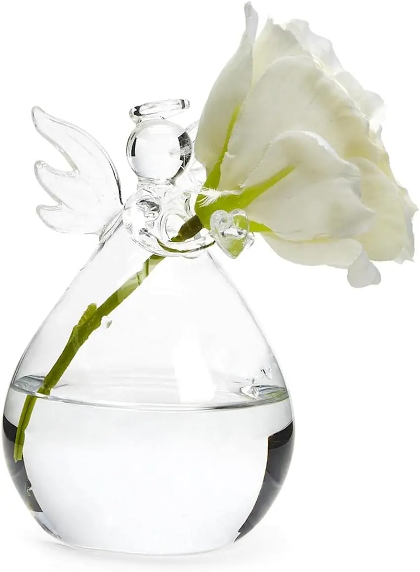 Clear Glass Guardian Angel Vases Bulk for Buds Cuttings Greenery Hydroponic Plant Containers Room Ornaments Bautizo Decorations