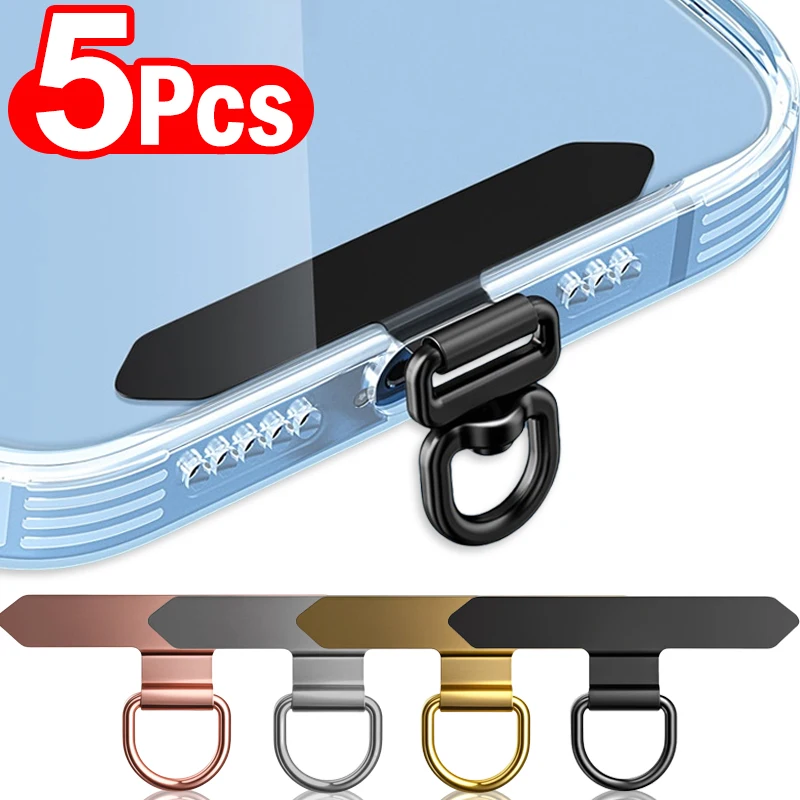 1-5Pcs Metal Phone Lanyard Gasket Patch Anti-lost Anti Fall Mobile Phone Rope Card Clip Ultra Thin Hanging Strap Cord Tab