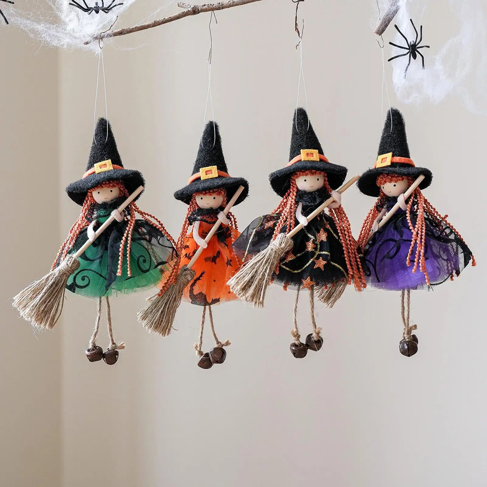 Küchenhexe, Halloween-Hexenpuppe, zum Aufhängen, Dekoration mit Besen, Sammlerfigur, Ornament zum Aufhängen für die Küche