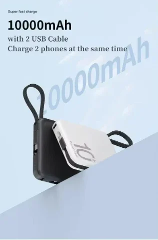 10000mah Portable Mini Power Bank PD100W Detachable USB To TYPE C Cable Two-way Fast Charger Powerbank for IPhone Xiaomi Samsung