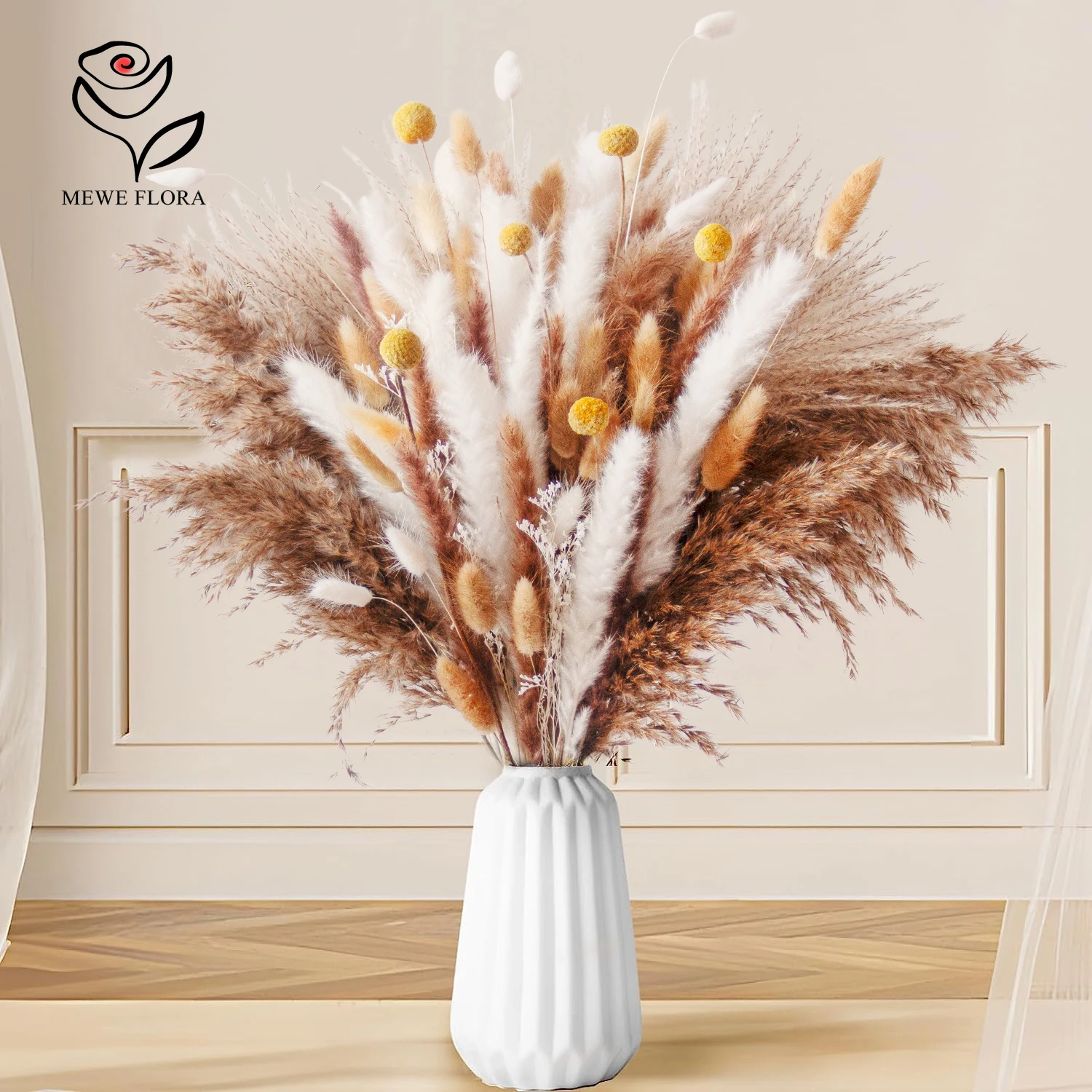 

96pcs Pampas Dried Flowers Bunny Tails Grass Bouquet Wedding Party Decor Artificial Flower Reeds Pampa Boho Home Vase Decoration