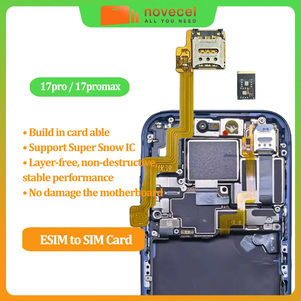 For iPhone 17 Pro 17 Pro Max US Version Esim to Dual Sim Card Flex Cable Built-in MEP Integration Solution Support Super Snow IC