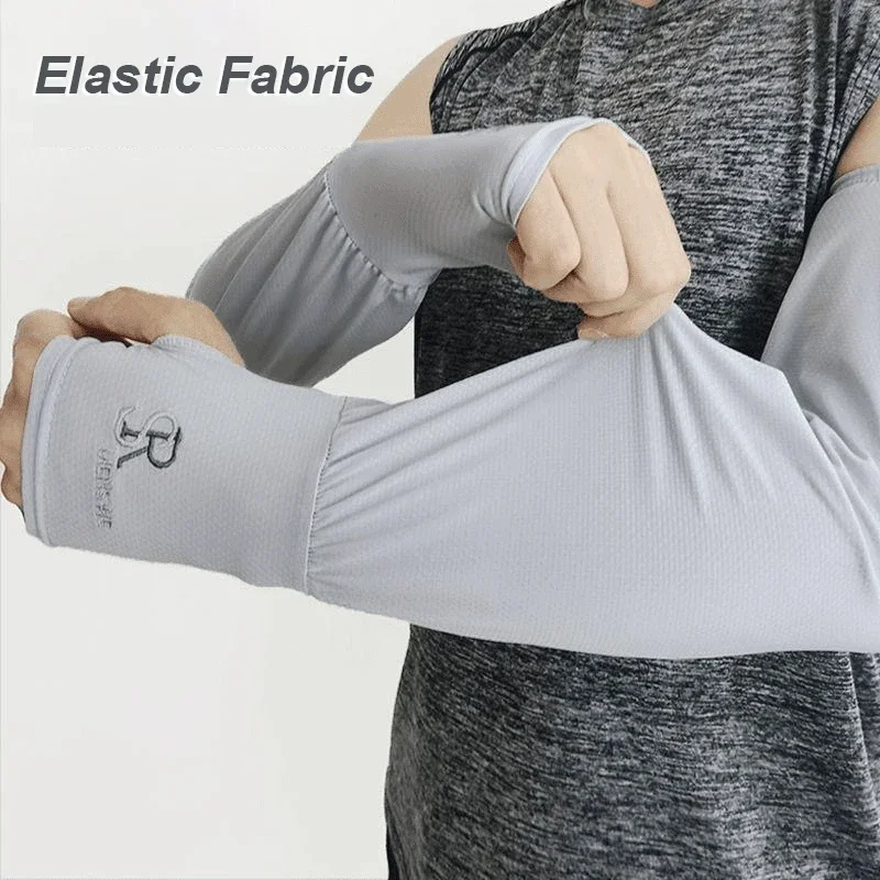 Letnie rękawy chłodzące z ochroną przeciwsłoneczną, unisex, modne, haftowane, na zewnątrz, do jazdy samochodem, na rowerze, z otworem na kciuk.
