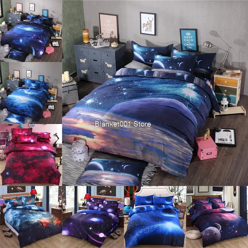 

Kids Bedding Set 3D Galaxy Duvet Cover Set Twin King Size Bed Linen Set for Adults 200x230cm 3/4 pcs Comforter Cover Bedclothes