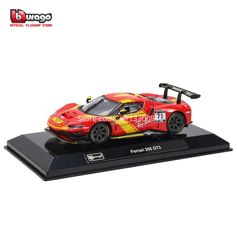 Bburago 1:43 Le Mans Ferrari 296 GT3 2022 488 250 512 Alloy Luxury Vehicle Diecast Pull Back Cars Model Toy Collection Gift