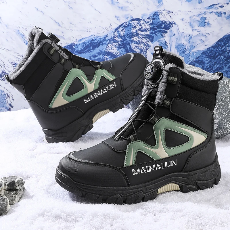 Men'S Winter Snow Boots Featuring a Cozy Fleece Lining, Sturdy PU And PVC Sole | Lace-Up Ankle Height Suitable for Hiking, Outdo