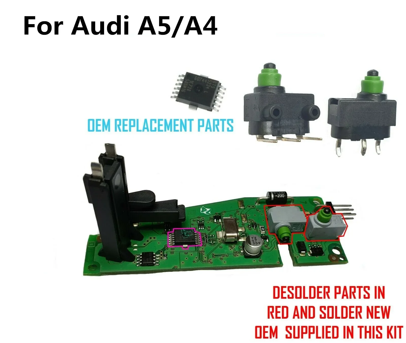 

Комплект для ремонта модуля рулевого замка 8K0905852A/C/D/E для Audi A4 A5 ELV без адаптации