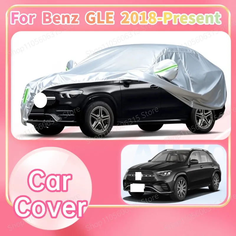 For Mercedes-Benz GLE 2018-Present Custom Fit Full Car Cover Silver Coated Fabric Side Zipper Access UV Sun Dust Protection3
