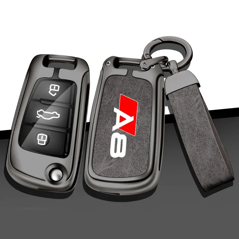 

Zinc Alloy Car Key Case Cover for Audi A8 d3 d4 d5 4e 4h Custom Logo Remote Control Key Shell Bag Auto Interior Accessories