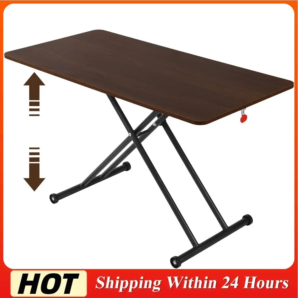 

Rectangular Folding Coffee Table Height Adjustable Wooden Foldable Coffee Table with Wheels for Living Room Home Office