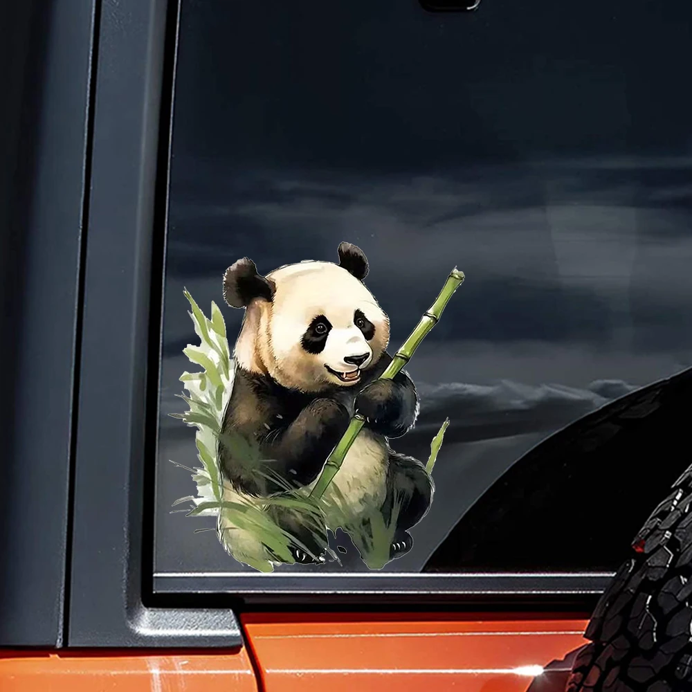 15x14cm A Cute Little Panda Waterproof Car Decorative Decal, Suitable for Cars, Laptops, Bumpers, Glass Window Sticker
