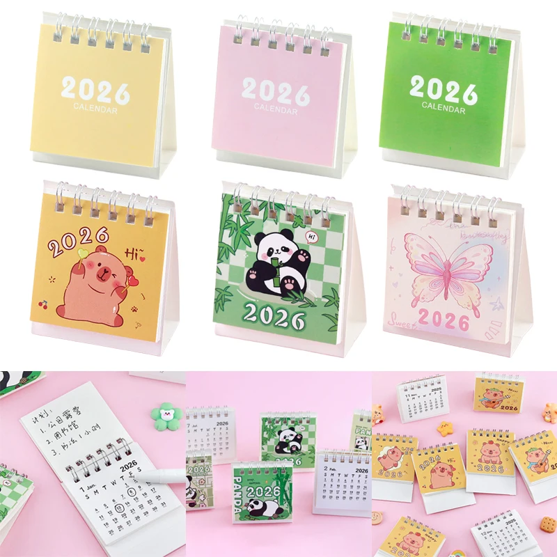 2026 Mini Calendars Creative Desk Portable Travel Calendars With Butterfly Capybara Designs Monthly & Weekly Planner Calendar
