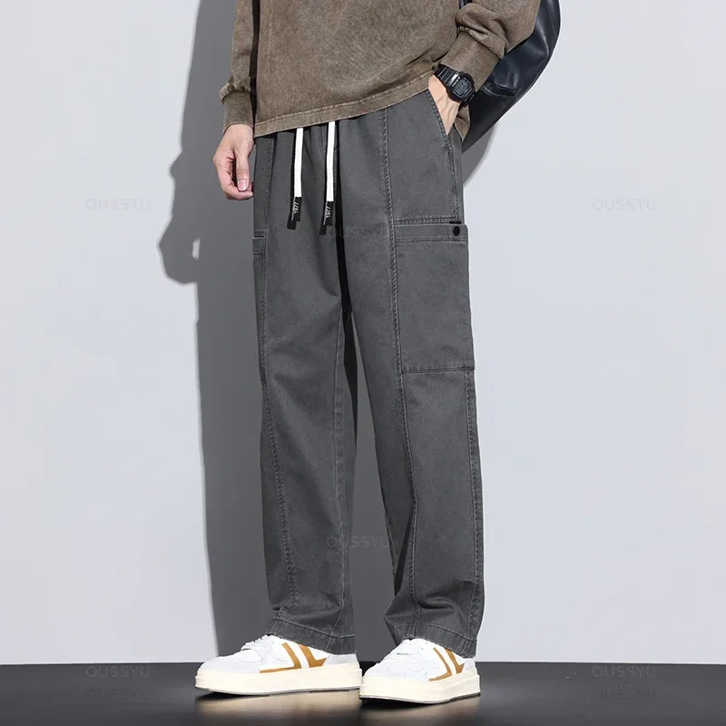 

Autumn Winter New Men's Cargo Pants Cotton Work Wear Straight Thick Khaki Korean Jogger Casual Outdoors Trousers Male Z292