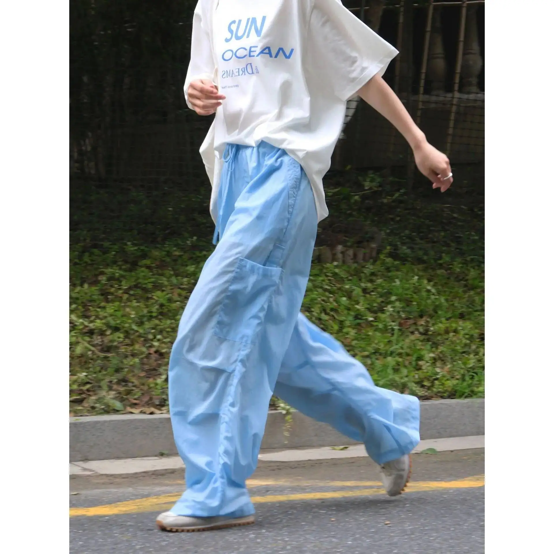 UMI MAO coréen pantalon décontracté Protection solaire jambe large vêtements de travail pantalon été nouveau léger lisse fonctionnel pantalon pour les femmes