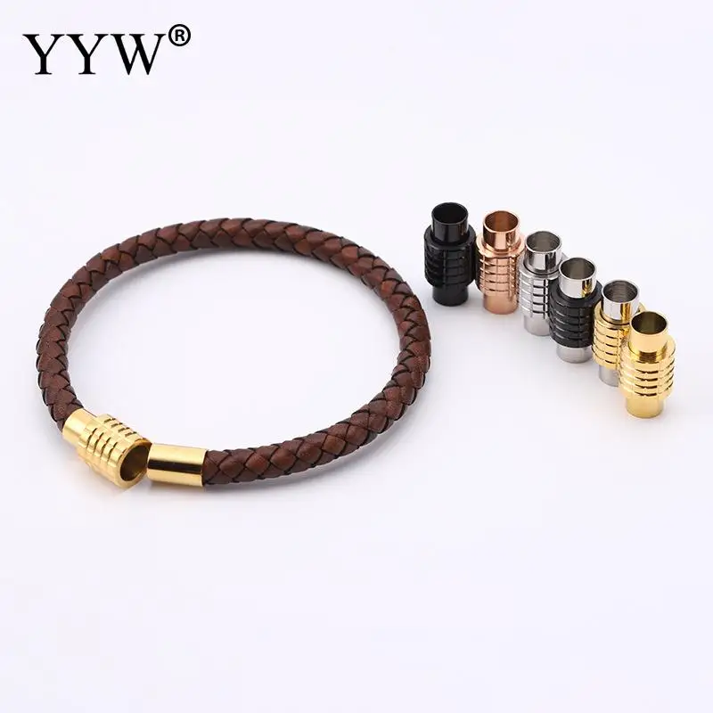 10PCs 304 Stainless Steel Magnetic Clasp Hole 6mm Leather Cord Clasps Magnet Lace Buckle DIY Jewelry Making Bracelet Supplies