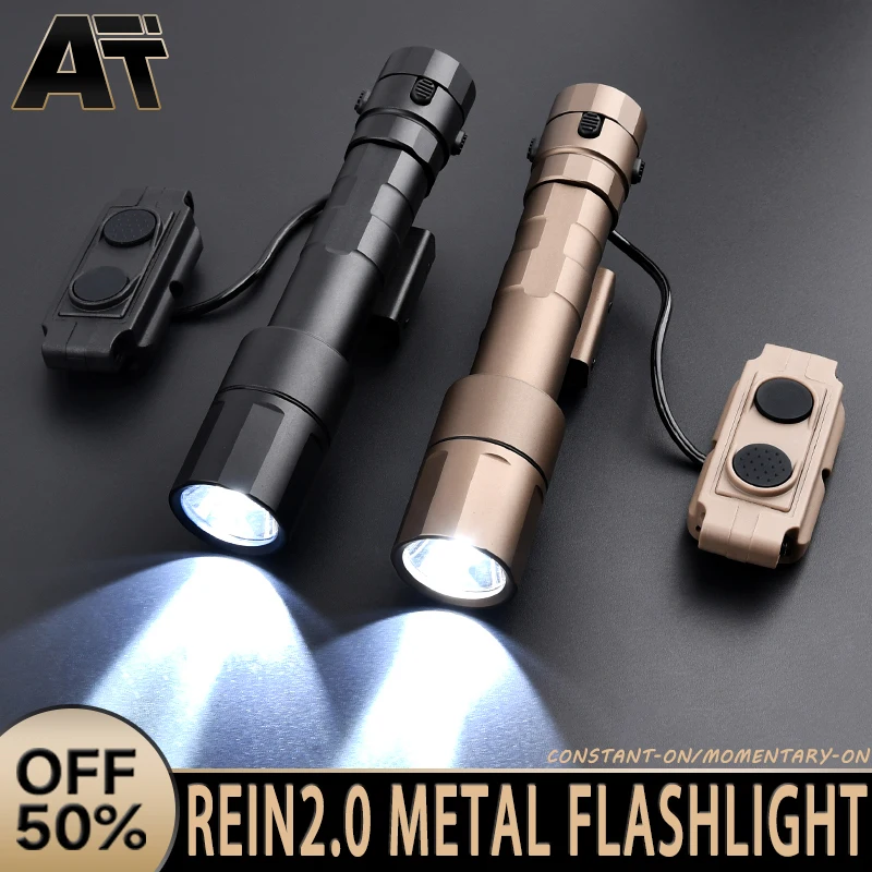 REIN 2.0 Airsoft Metal Flashlight White Light Hunting Weapon Light LED Scout Light 1300lumen With Dual Function Remote Switch