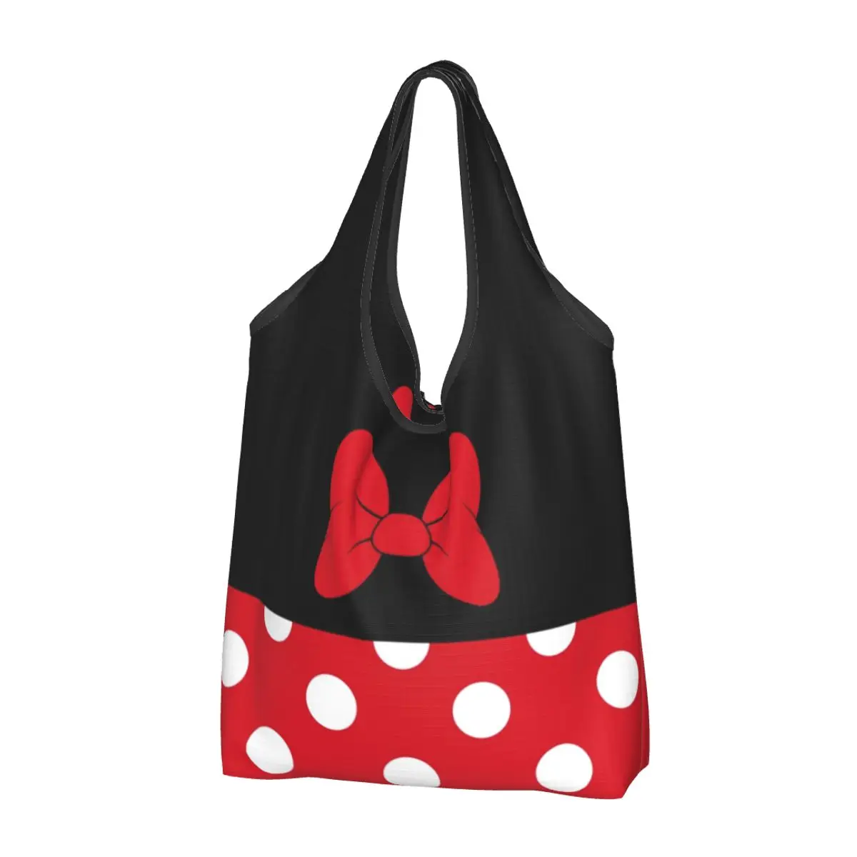 kawaii-cartoon-minnie-shopping-tote-bag-personalizado-portatil-animado-bolinhas-mercearia-shoulder-shopper-bag