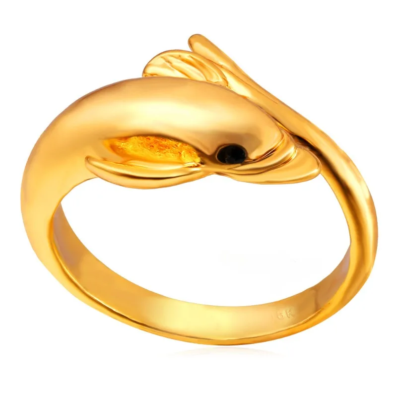 Anillo de Ojos de diamantes de imitación negros de delfín de Color dorado/plateado, joyería de moda para fiesta