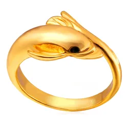 Anillo de Ojos de diamantes de imitación negros de delfín de Color dorado/plateado, joyería de moda para fiesta