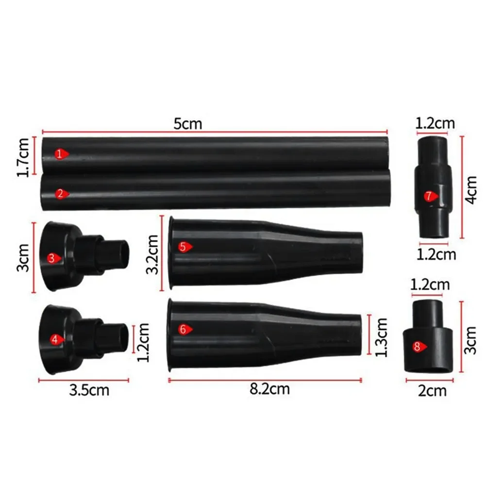 

8pcs Plastic Fountain Nozzles Set Black Home Multi-functional Garden Fountain Plastic Nozzle Fountain Head Submersible Pump