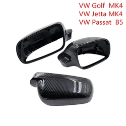 1 Pair Car Carbon Fiber Style Side Mirror Cover For VW Golf 4 MK4 Passat B5 Jetta MK4 Rearview Mirror Housing Auto Accessories