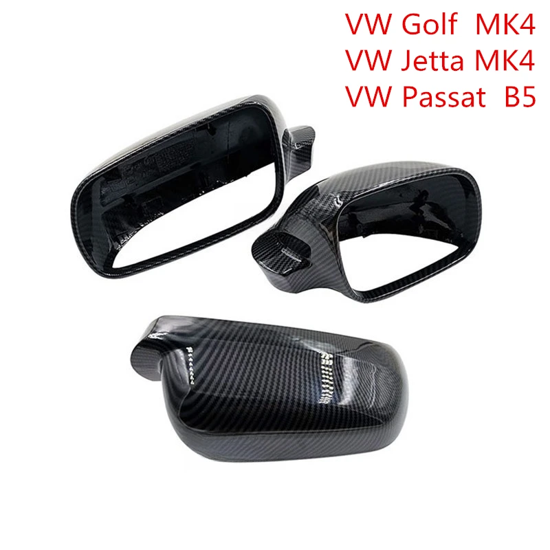 1 Pair Car Carbon Fiber Style Side Mirror Cover For VW Golf 4 MK4 Passat B5 Jetta MK4 Rearview Mirror Housing Auto Accessories