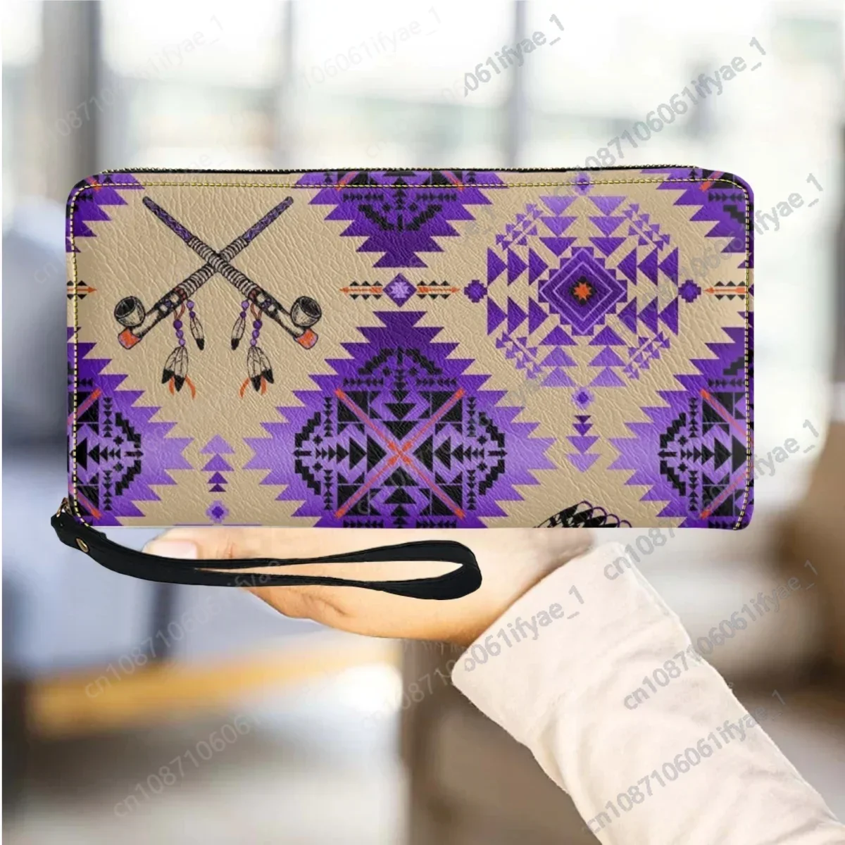 Cartera de diseñador de lujo para mujer, bolsos de pulsera con patrón Tribal, monedero multifunción, marca de lujo, 2023