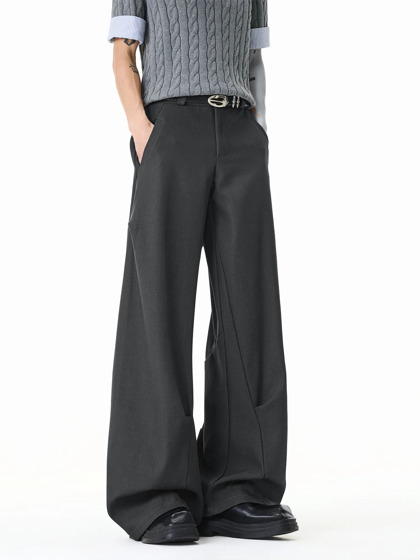 

American Old Money Sle Men's Spring Casual Pants Knife Straight Leg Wide Leg Trousers Comfortable Loose Fit Leisure