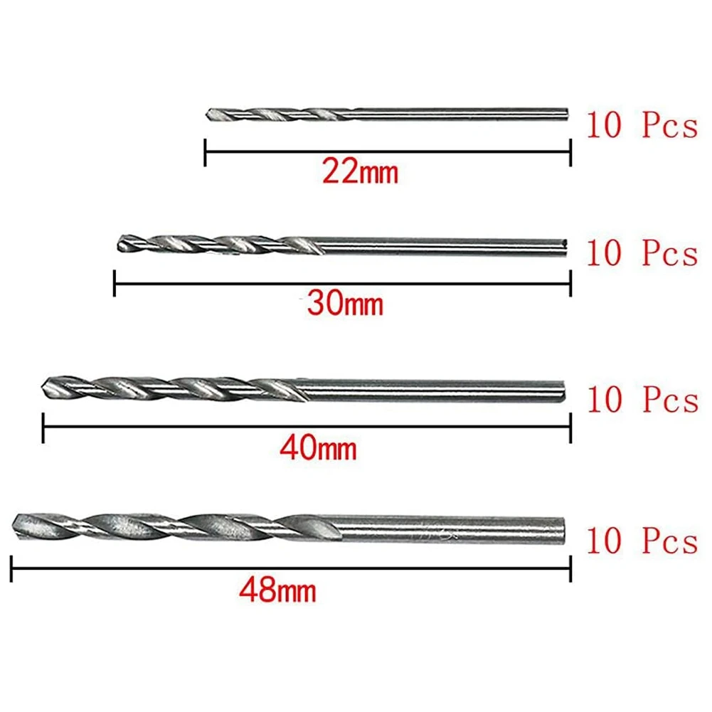 Set mata bor Mini untuk Dil, 40 buah 0.5mm-2.0mm batang lurus