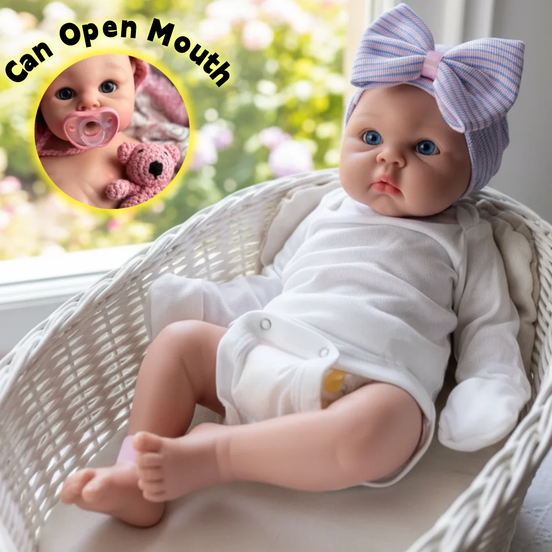 

18Inch Open Mouth Solid Silicone Reborn Girl Doll With 3D Painted Skin Soft Touch Handmade Bebe Doll reborn tam silicon bebek